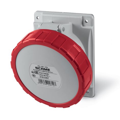 418.3267 Zásuvka vestavná OPTIMA, šikmá - 3P+N+E, 32A, 6h/380-415 V, 50/60 Hz, IP67