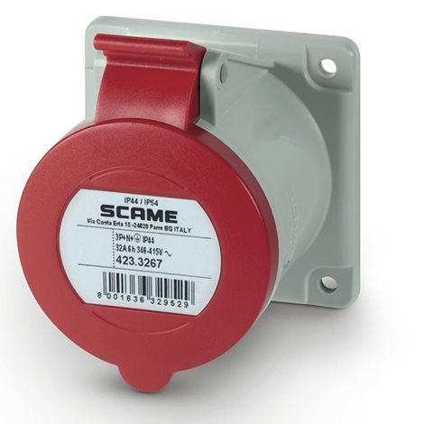 423.3267 Zásuvka vestavná OPTIMA, rovná - 3P+N+E, 32A, 6h/380-415 V, 50/60 Hz, IP44/IP54
