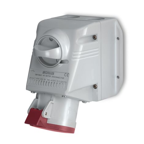 513.1657TS Zásuvka nástěnná s vypínačem OPTIMA, šikmý box - 3P+N+E, 16A, 6h/380-400V, 50/60 Hz, IP54