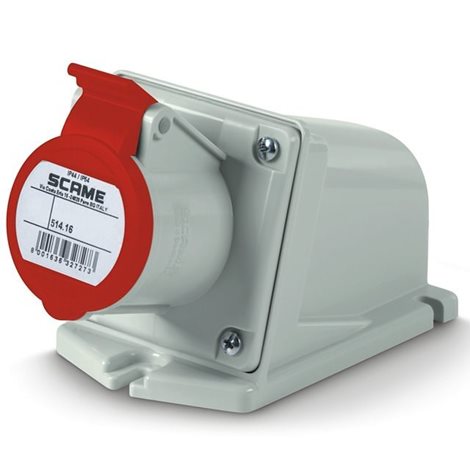 514.1657 Zásuvka nástěnná XENIA, šikmý box - 3P+N+E, 16A, 6h/380-415 V, 50/60 Hz, IP44/IP54