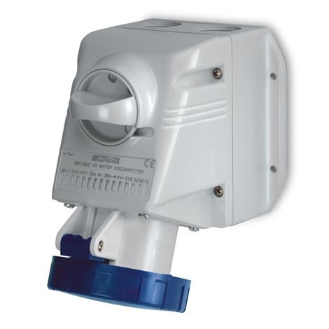 518.1653TS Zásuvka nástěnná s vypínačem OPTIMA, šikmý box - 2P+E, 16A, 6h/200-250V, 50/60 Hz, IP67