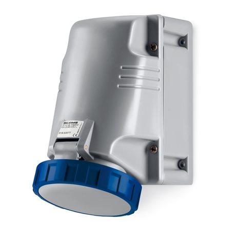 518.6353T Zásuvka nástěnná OPTIMA, šikmý box - 2P+E, 63A, 6h/200-250 V, 50/60 Hz, IP67