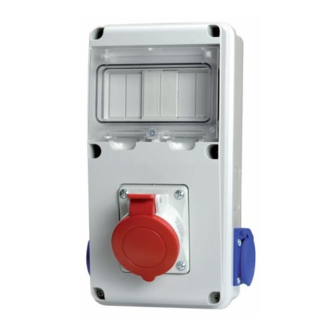 633.1W/4 Zásuvková rozvodnice nejištěná řady ENERBOX 3x zásuvka - zás.: 1x16A/4p, 2x230V