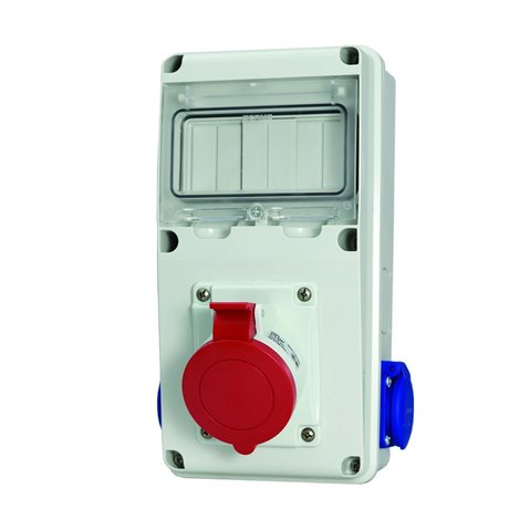 633.3W-001F2/4 Zásuvková rozvodnice s chráničem řady ENERBOX 3x zásuvka