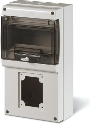 672.2301 Prázdná zásuvková skříň DOMINO IP66 - 8 DIN, 1xotvor pro 32A OPTIMA 1