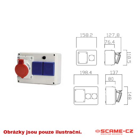 686.12 Zásuvková rozvodnice bez jištění řady 686 - zás.: 1x230V, 1x16A/5p 1