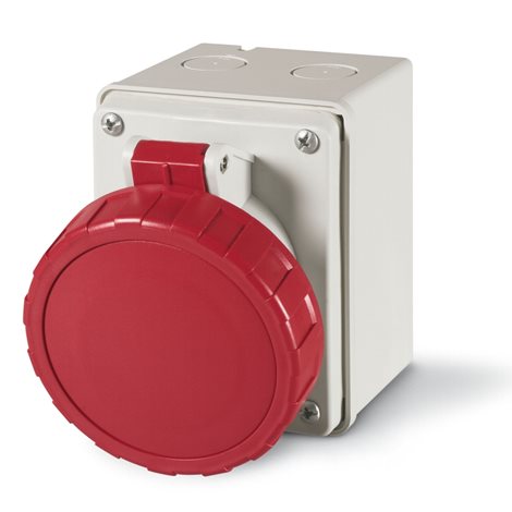 527.3256 Zásuvka nástěnná EUREKA, rovný box - 3P+E, 32A, 6h/380-415 V, 50/60 Hz, IP67