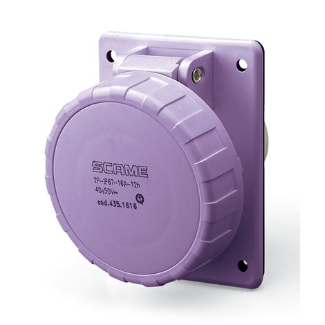 435.3219 Zásuvka vestavná IEC309 do 50V, šikmá - 3P, 32A, 20-25 V, 50/60 Hz, IP67