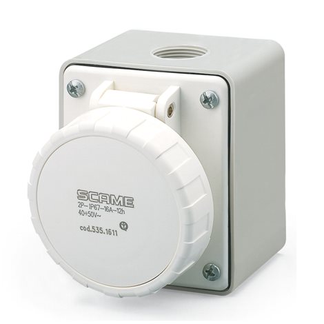 535.1610 Zásuvka nástěnná IEC309 do 50V, rovný box - 2P, 16A, 20-25 V, 50/60 Hz, IP67 2