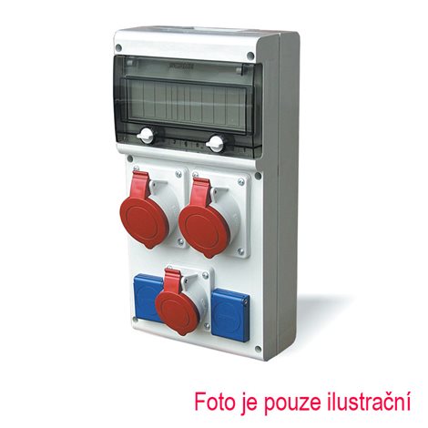 632.332W/4 Zásuvková rozvodnice nejištěná řady 632 5x zásuvka - zás.: 2x32A/4p, 3x230V