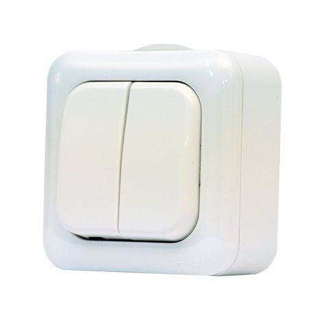 134.21902.B Dvoupólový spínač na povrch  č.5 IP44 bílý, 250V~ 50Hz/10A 2