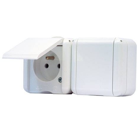 134.22922.BB Zásuvka dvojitá s plným víčkem IP44 bílá, 250V~ 50Hz/16A 2