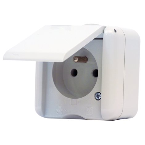 134.22982.GG Zásuvka jednoduchá s plným víčkem IP44 šedá, 250V~ 50Hz/16A 2