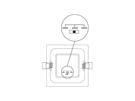 PN22400007 LED DOWNLIGHT vestavné svít.hranaté 18W,1620lm,3000-6000K,IP44,bílá,22x 22cm 4