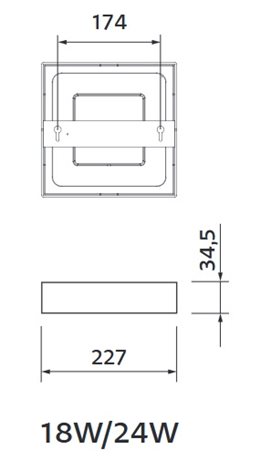 PN21900007 Rámeček na přisazenou montáž 18W 24W hranatý bílý 2