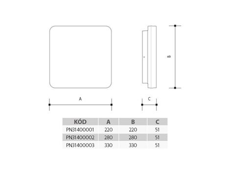 PN31400001 ADAM 220 stropní svít.LED max.17,5W, max.1750lm, 3000-6000K, IP54, hranaté 3