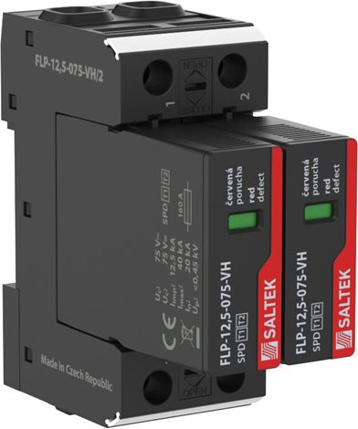FLP-12,5-075-VH/2 Dvoupólový svodič bleskových proudů a přepětí, instalace na vstupu do budovy