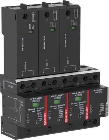 FLP-B+C-MAXI-VSF/3+1 kombinovaný svodič bleskových proudů a přepětí bez nutnosti předjištění