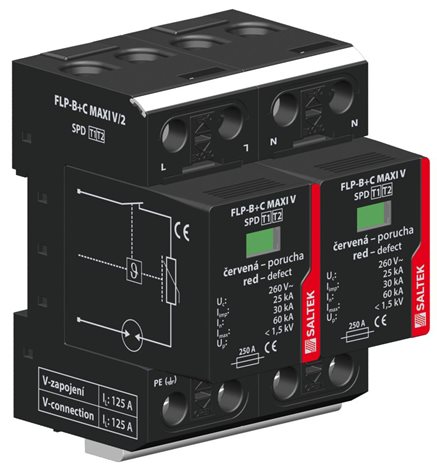 FLP-B+C MAXI V/2 kombinovaný svodič bleskových proudů a přepětí TN-S