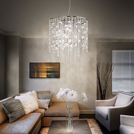 EVASIONE SP10 závěsné svítidlo 10x G9 LED 3W 370lm 3000K 51cm IP20, chromové 2