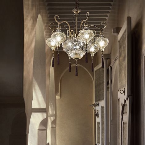 HAREM SP9 závěsné svítidlo 9x E27 60W bez zdroje 75cm IP20, starožitná mosaz 2