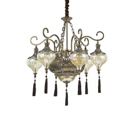 HAREM SP9 závěsné svítidlo 9x E27 60W bez zdroje 75cm IP20, starožitná mosaz