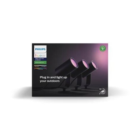 17414/30/P7 Hue WACA Lily 3SET venkovní spotové LED svítidlo 8W 650lm 2200-6500K IP65 černá +adaptér 12