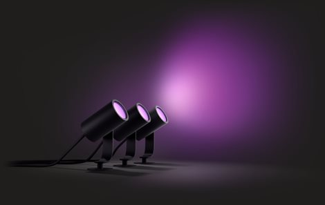 17414/30/P7 Hue WACA Lily 3SET venkovní spotové LED svítidlo 8W 650lm 2200-6500K IP65 černá +adaptér 5