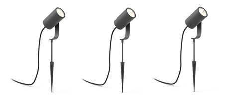 17414/30/P7 Hue WACA Lily 3SET venkovní spotové LED svítidlo 8W 650lm 2200-6500K IP65 černá +adaptér 3