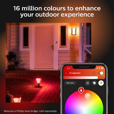 17429/30/P7 Hue WACA Impress venkovní nástěnné LED svítidlo 2x8W 1180lm 2200-6500K RGB IP44 černá 28