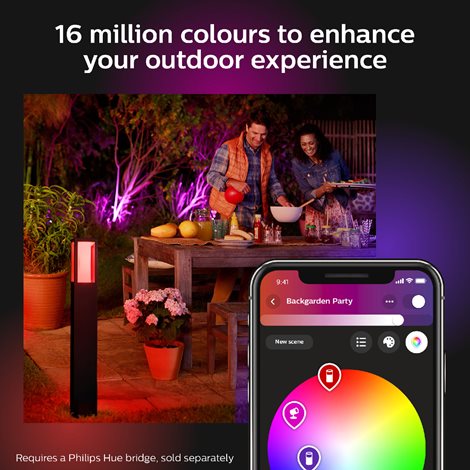 17432/30/P7 Hue WACA Impress venkovní sloupkové LED svítidlo 2x8W 1180lm 2200-6500K RGB IP44 černá 23