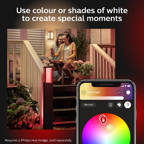 17432/30/P7 Hue WACA Impress venkovní sloupkové LED svítidlo 2x8W 1180lm 2200-6500K RGB IP44 černá 24