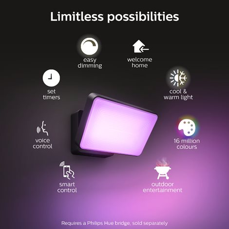 17435/30/P7 Hue WACA Discover venkovní nástěnné LED svítidlo 79W 2300lm 2200-6500K RGB IP44 černá 39