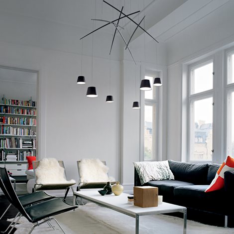 FISH SP6 závěsné LED svítidlo 37W 2800lm 3000K 160cm IP20, černé 2
