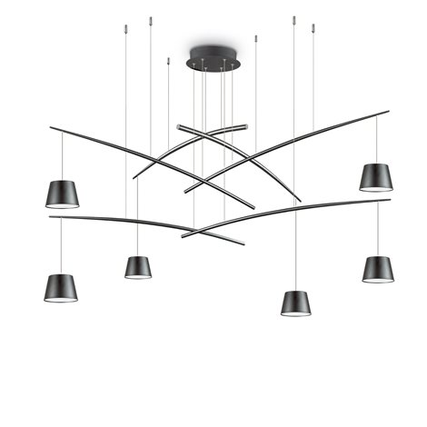 FISH SP6 závěsné LED svítidlo 37W 2800lm 3000K 160cm IP20, černé 1