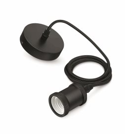 Vintage závěsný kabel 2m s objímkou E27 max. 40W IP20, černá