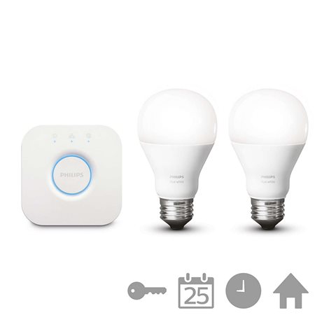 8718696449554 Hue Startovací sada 2x LED žárovka White E27 9,5W 806lm 2700K + Bridge 2