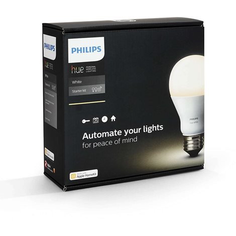 8718696449554 Hue Startovací sada 2x LED žárovka White E27 9,5W 806lm 2700K + Bridge 3