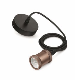 Vintage závěsný kabel 2m s objímkou E27 max. 40W IP20, rose gold
