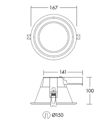 AMY 150 LED DL 1000 840 LED svítidlo zapuštěné typu downlight IP20 12W 4000K 1000lm 6