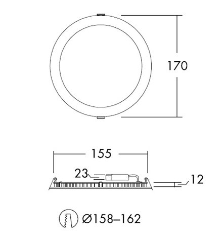 ZOE LED DL 150 900 830 LED svítidlo ploché typu downlight IP44 12W 3000K 900lm 5