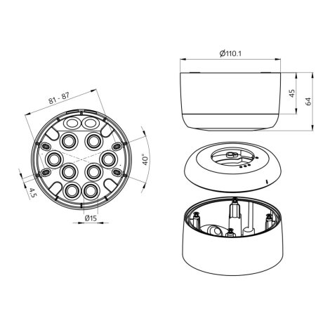 Set pro montáž na povrch IP54 PD2N 2