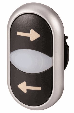 M22-DDL-S-X226/X26 Dvojité tlačítko, zvýšené, bílá čočka pro signálku, titanový kroužek, L