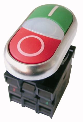 M22-DDL-GR-X1/X0/K11/230-W Dvojité tlačítko se světelnou signalizací LED, kontakty 1Z 1V