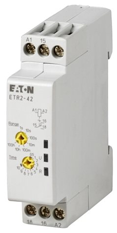 ETR2-42 Časové relé, 24-240V AC, 24-48V DC, Ie=3A, Ith=6A, 1 přep. kont., fun. časování 42