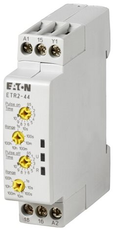 ETR2-44 Časové relé, 24-240V AC, 24-48V DC, Ie=3A, Ith=6A, 1 přep. kont., fun. časování 44