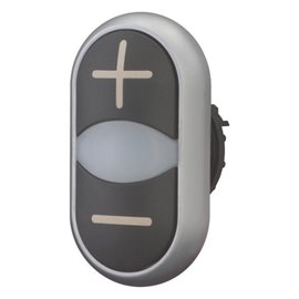 M22-DDL-S-X7/X7 Dvojtlačítko symbol šipka černé/černé + signálka bílá