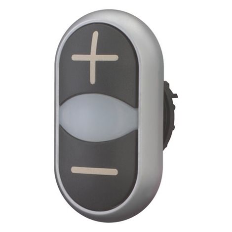 M22-DDL-S-X7/X7 Dvojtlačítko symbol šipka černé/černé + signálka bílá