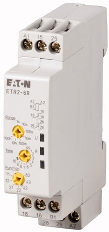 ETR2-69 Časové relé, multifunkční, 24-240V AC, 24-48V DC, Ie=3A, Ith=6A, 1 přep. kont., fu