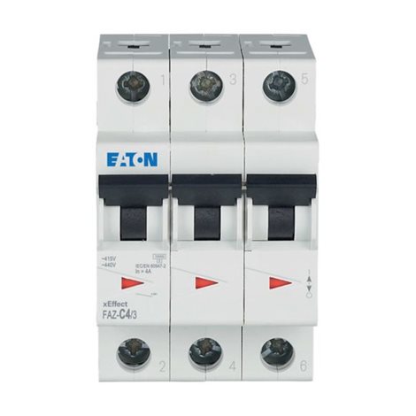 FAZ-C4/3 Jistič FAZ, char C, 3-pólový, In=4A, Icu=15kA (ČSN EN 60947-2)